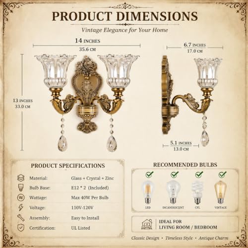 Vintage Style Crystal Sconces