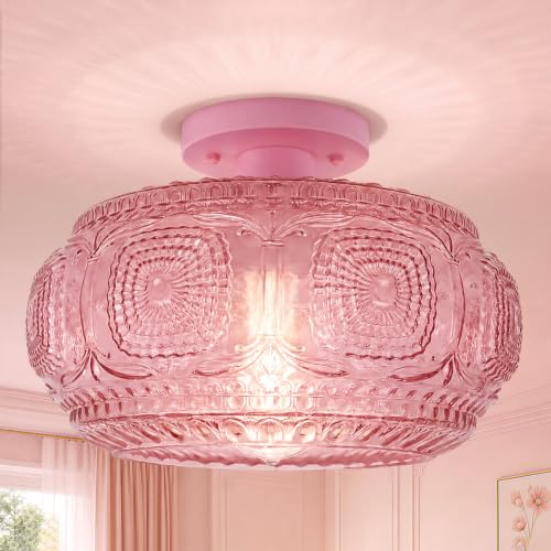 Large Globe Glass Semi Flush Mount Ceiling Light Fixture