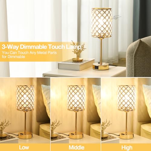 Gold Touch Control Crystal Table Lamp Set of 2 (2 Count)
