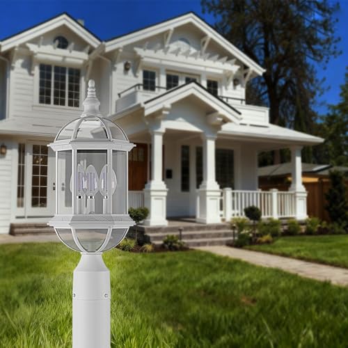 3 Light Outdoor Post Lights White Lamp Post Light Fixture