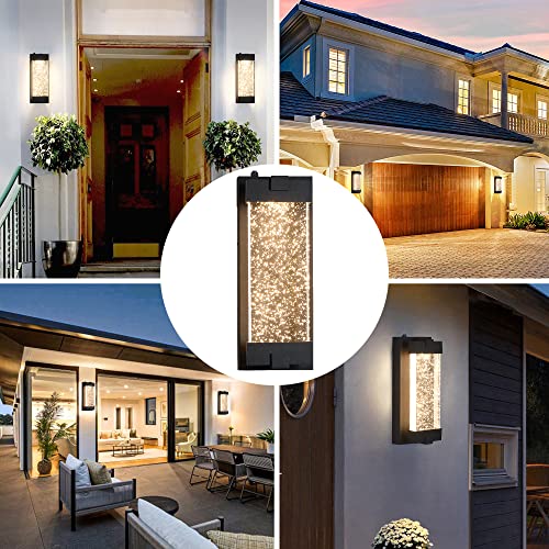 Black Wall Sconce with K9 Crystal Bubble and Dusk to Dawn Sensor