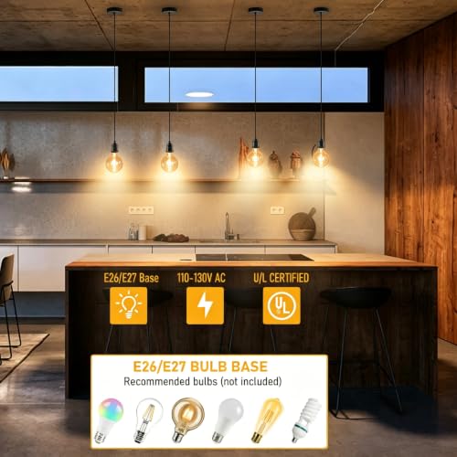 2 Pack Mini Vintage Pendant Light Cord Kit 4.92ft (2 Count)
