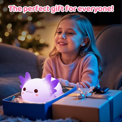 Huggwaii Squishy Axolotl Night Light for Kids