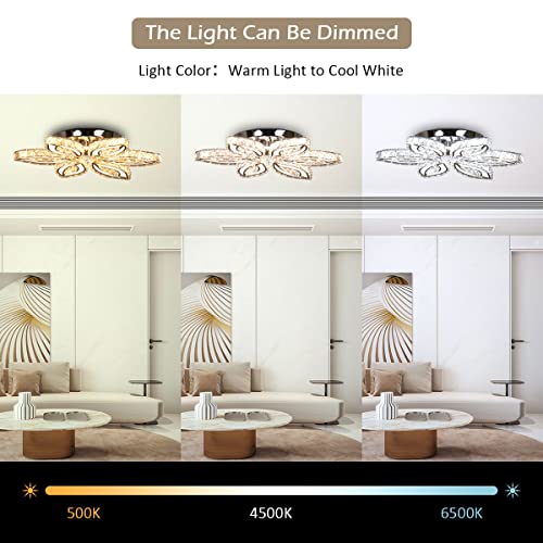 20" Dimmable Crystal Flower Chandelier Ceiling Light
