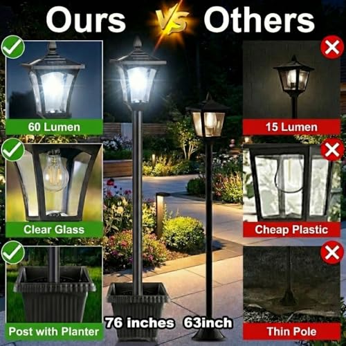 76" Solar Lamp Post Lights with Planter