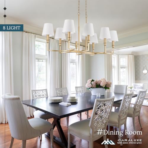 8 Light Candelabra Chandelier Dining Room Gold Linen Chandeliers 38in