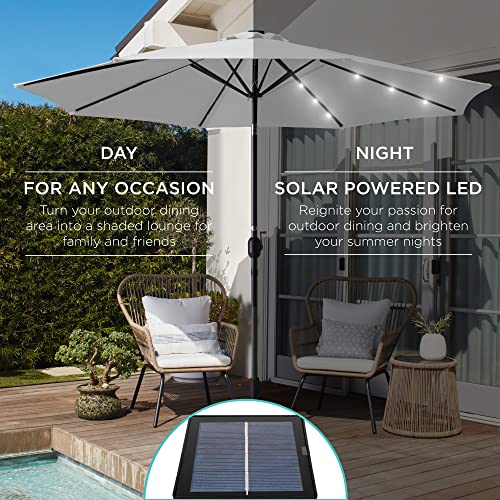 10ft Solar Polyester LED Lighted Patio Umbrella w
