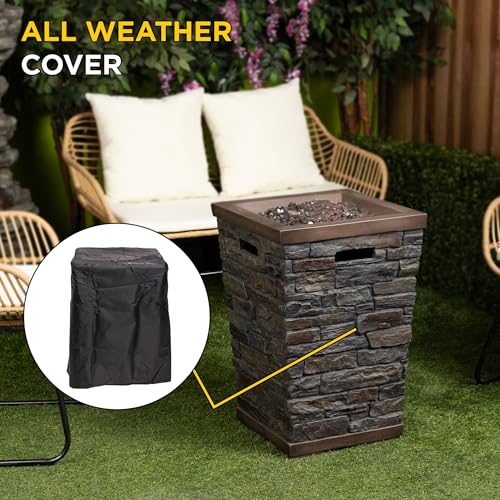 GXT966 Stone Look Column Gas Fire Pit with 32K BTU and Adjustable Flame