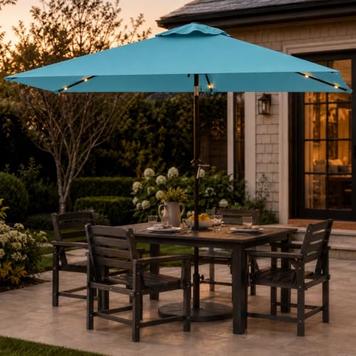 6.5 x 10ft Rectangular Patio Umbrella with Solar Lights