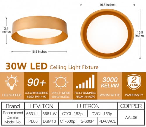 16.5" Gold Flush Mount Ceiling Light