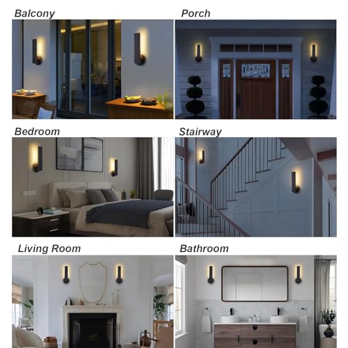 Aluminum LED 18W Modern Wall Sconces Set of 2 Black