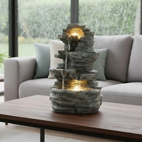 Tabletop Cascading Rock Waterfall Fountain with Lights