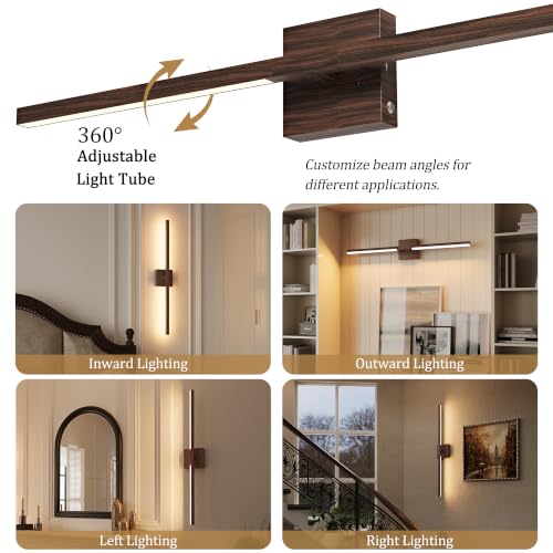 Walnut Battery Operated Wall Sconce with Remote Control 40 Inch