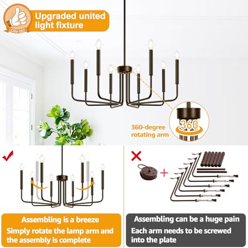 8 Light Farmhouse Chandelier for Dining Room Lighting Fixtures Hanging