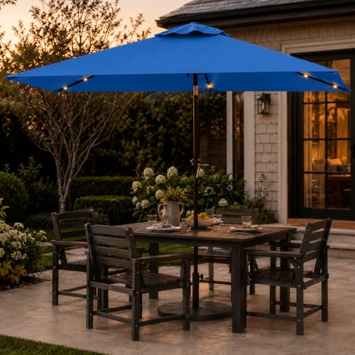6.5 x 10ft Rectangular Patio Umbrella with Solar Lights