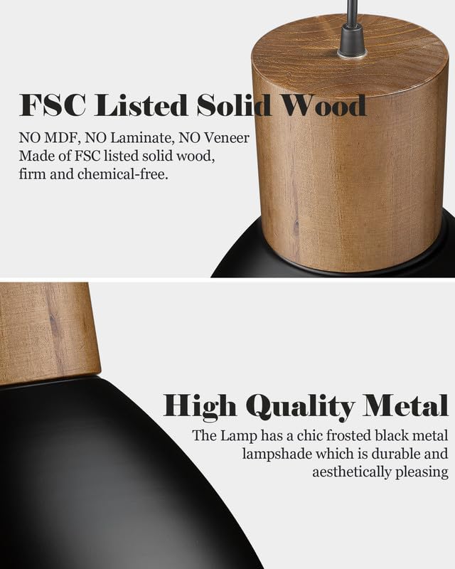 Solid Wood Metal Pendant Light Fixtures