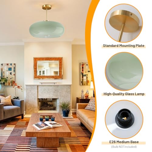Milk Green Ceiling Light 15.7″Large Mid Century Modern Light Fixture