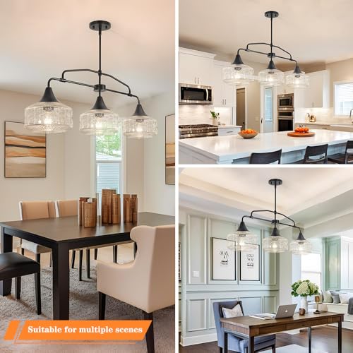 DSMJFU 3 Light Kitchen Island Light Black Dining Room Light Over Table