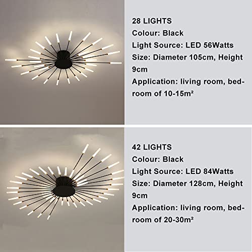 41.3" Ceiling Light Modern Flower Shape Ceiling Lamp for Dining Room Kitchen Hallway Semi Flush Mount Metal Acrylic Sputnik Firework Petal LED Lighting Fixture