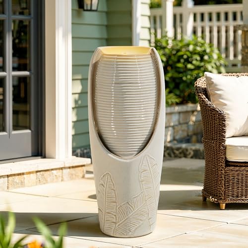 32" H Outdoor Garden Fountain with LED Lights