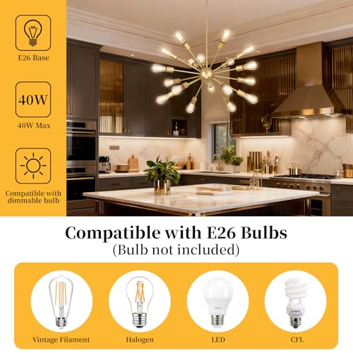18 Light Gold Sputnik Farmhouse Chandeliers for Dining Room Light Fixture
