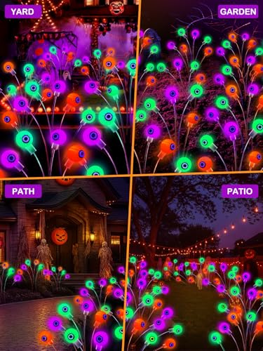 6 Pack Solar Halloween Decorations Outdoor 36 LED Solar Eyeball Lights (6 Count)