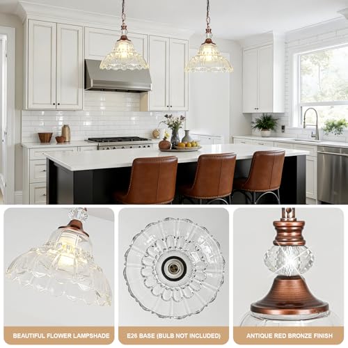 1 Piece Vintage Chandelier in Antique Red Bronze Finish with Flower (1-Light / Antique Red Bronze and Chain Style)