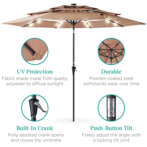 10ft 3 Tier Solar Patio Umbrella