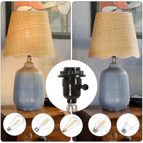 Set of 2 19" Modern Ceramic Table Lamp for Living Room Gray Blue Base Desk Lamps for Bedroom Farmhouse Bedside Nightstand Lamp End Table Lamps (2 Count)