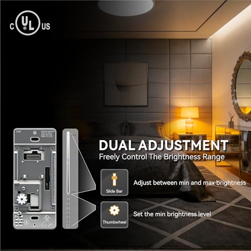 6 Pack LED Dimmer Light Switch Single Pole or 3 Way Dimmable Light Switch Compatible with LED CFL Halogen and Incandescent Bulbs with Adjustable Minimum Brightness UL Listed White (6 Count)