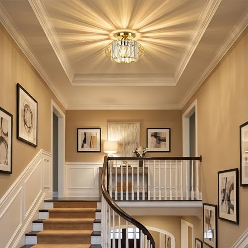 Gold Crystal Ceiling Light Fixture