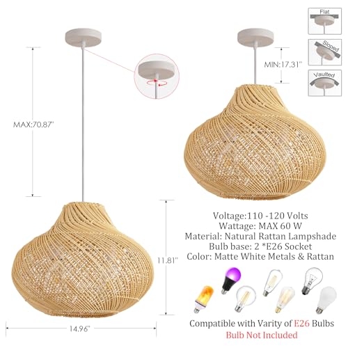 15" Rattan Pendant Light