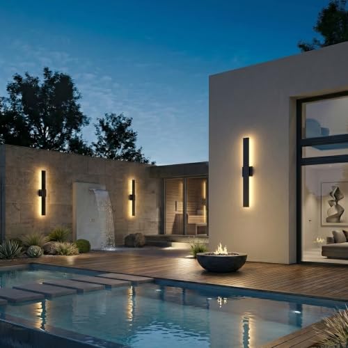 2 Pack LED Outdoor Wall Sconce Dimmable (31.5in)