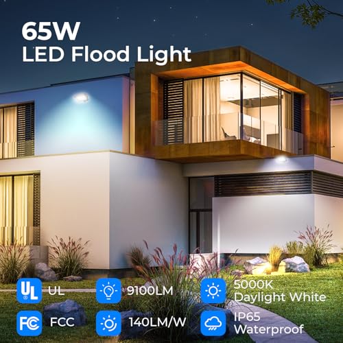 65W 9100LM LED Flood Lights Outdoor (2 Count)
