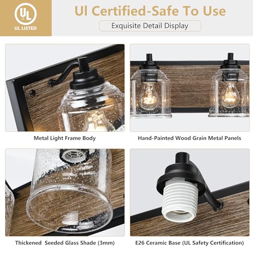 5 Light Bathroom Vanity Lights Large 40" with Bubble Glass Shades (5 Count)