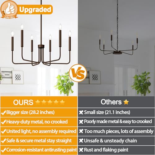 6 Light Farmhouse Chandelier for Dining Room Lighting Fixtures Hanging