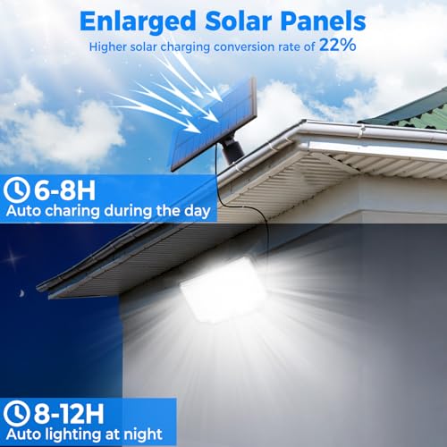318 LED Solar Motion Lights Outdoor Waterproof with 16.4 FT Cable