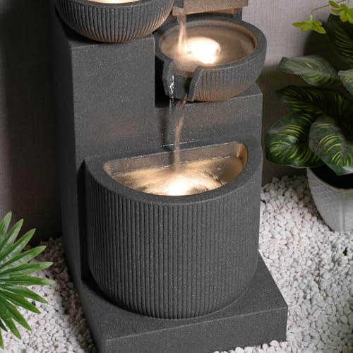 39.76” H 5 Tiers Cascading Bowls Outdoor Water Fountain Made with Eco