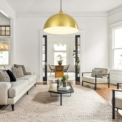 Large Brushed Gold Pendant Light