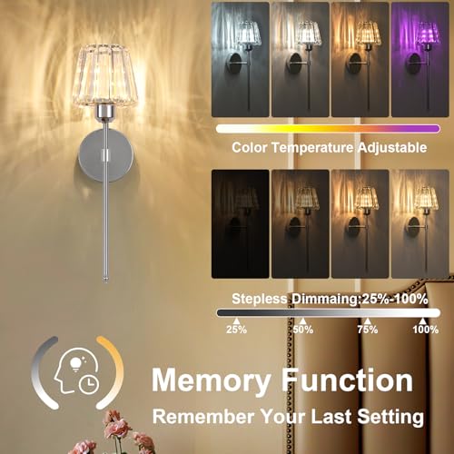 Battery Operated Crystal Wall Sconce Set of 2 (2 Count)