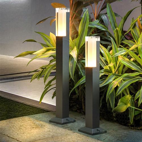 Outdoor Pillar Lamp Ip65 Waterproof Pathway Post Lights Outdoor Landscape Path Bollard Light Aluminum Lawn Floor Lantern For Garden Patio Courtyard Driveway Decoration