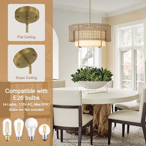 19.7" Rattan Chandelier