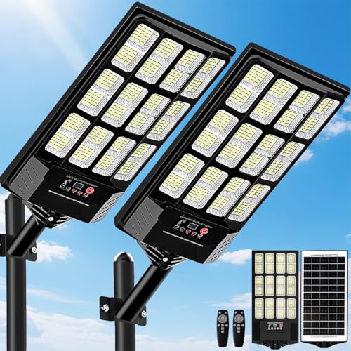 2 Pack Solar Street Lights Outdoor Waterproof