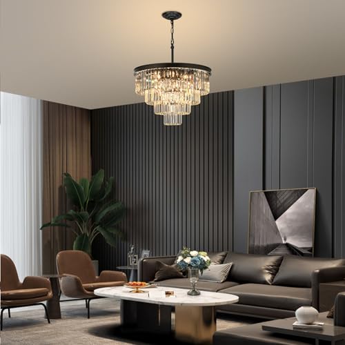 Black Crystal Chandeliers for Dining Room (15 Count)