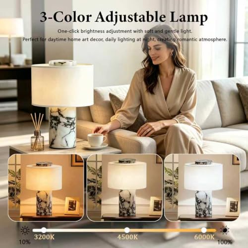 9.8in Cordless Marble Table Lamp