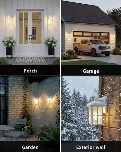 White Outdoor Waterproof Modern Patio Wall Light Fixtures Set of 2 (2 Count)