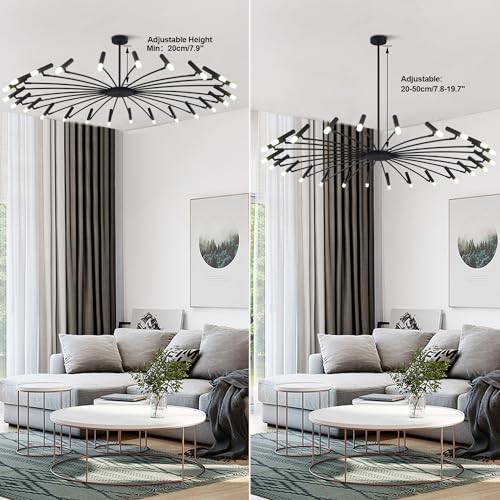 Black Sputnik Ceiling Light Extra Large Chandeliers for High Ceilings Mid Century Modern Chandelier Vintage Chandelier Light Fixture for Dining Room Living Room