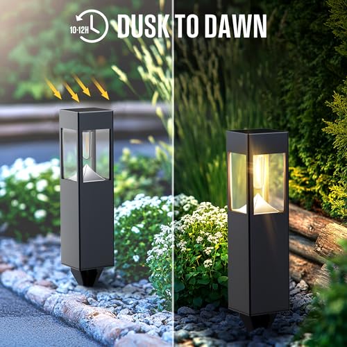 6 Pack Black Solar LED Outdoor Path Lights 30 Lumens (6 Count)