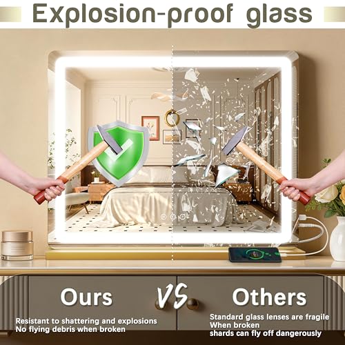 23"x18" Gold Vanity Mirror with Lights