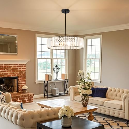 Crystal Blcak Semi Flush Ceiling Light 19.68 Inch